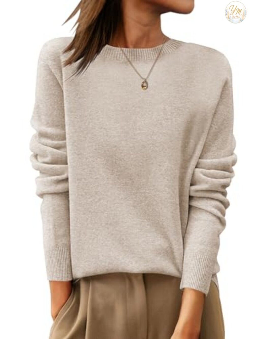 Women's 100% Wool Long Sleeve Crew Neck Pullover Sweater